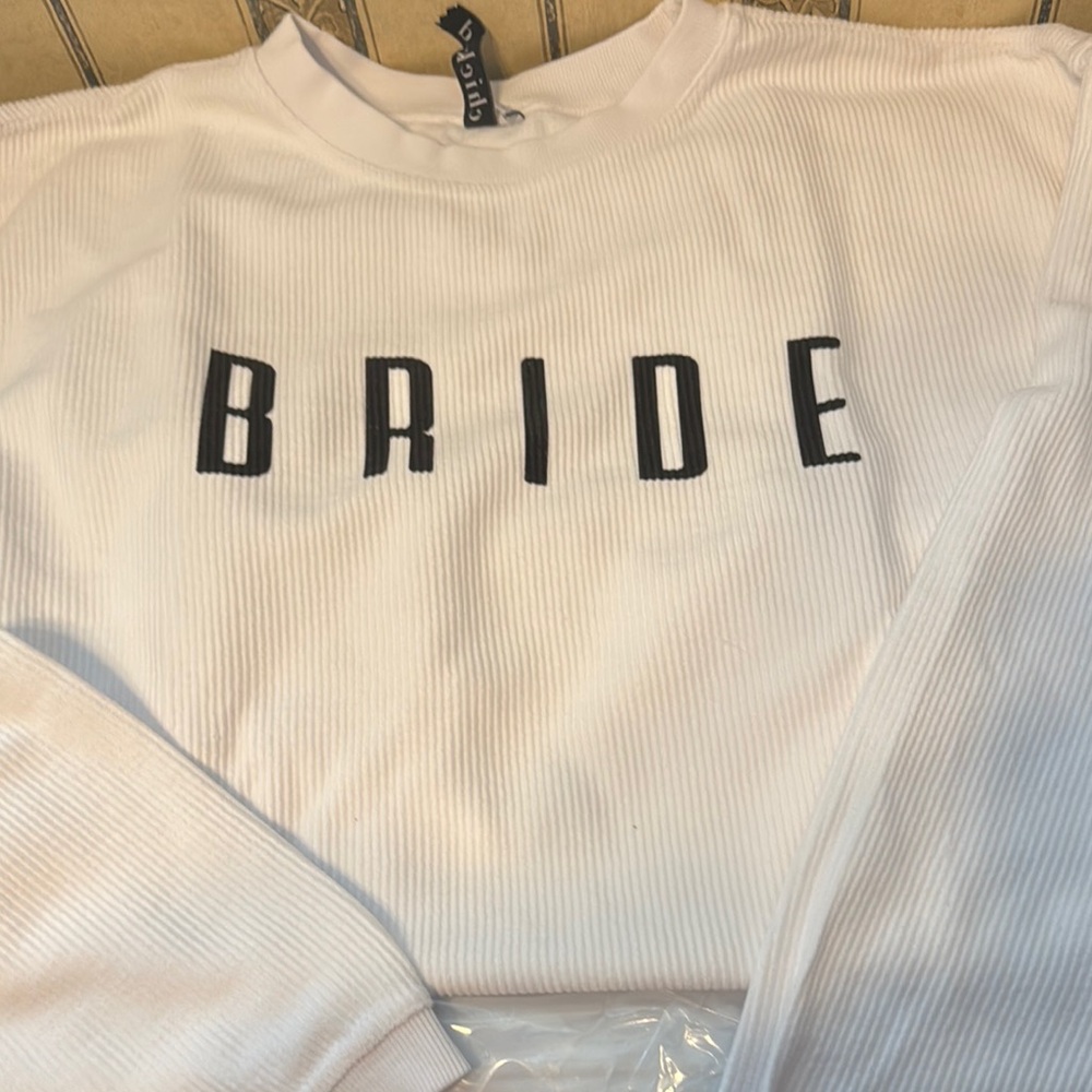 White 'Bride' Ribbed Sweatshirt New